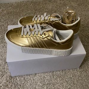 COPY - Adidas Sambarose Sneakers, Size 7, Gold Metallic and white